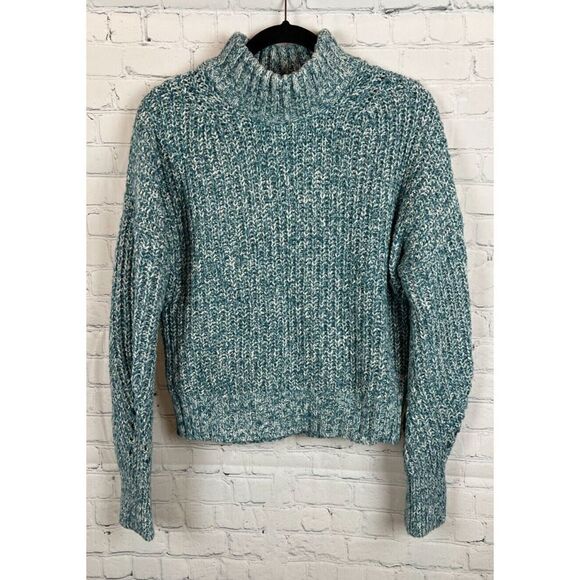 J.CREW blue melange rib knit cotton blend oversized sweater pullover size S - Picture 1 of 7